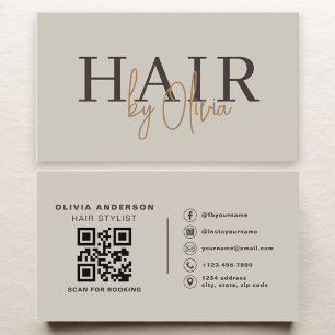 Friseur Modern Neutrales QR-Code Visitenkarte