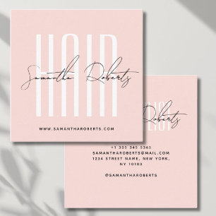 Friseur moderne Typografie Schrift blassrosa Quadratische Visitenkarte