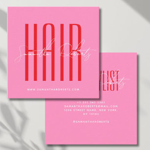 Friseur moderne Typografie Schrift rosa Quadratische Visitenkarte
