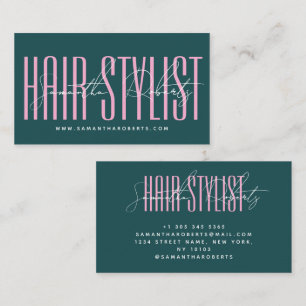 Friseur moderne Typografieschrift grün pink Visitenkarte