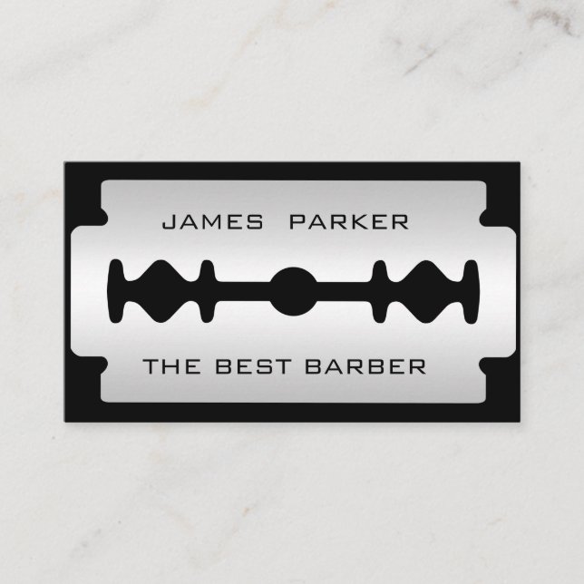 Friseur-moderner Rasierklingen-Logo-Haar-Stylist Visitenkarte (Vorderseite)