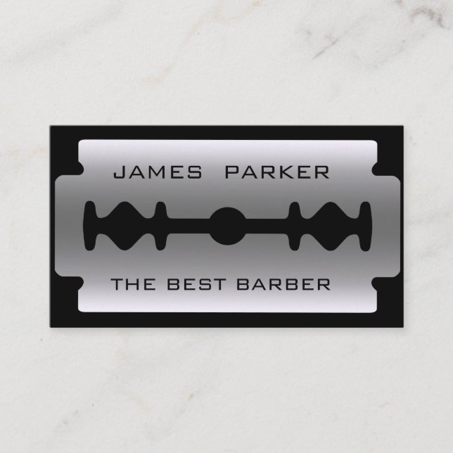 Friseur-moderner Rasierklingen-Logo-Haar-Stylist Visitenkarte (Vorderseite)