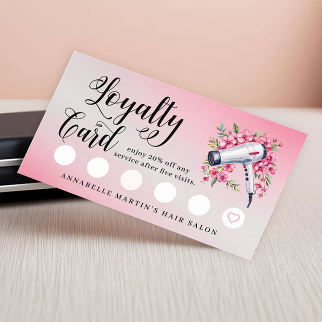 Friseur Modernes Aquarell Fön Treuekarte (Von Creator hochgeladen)