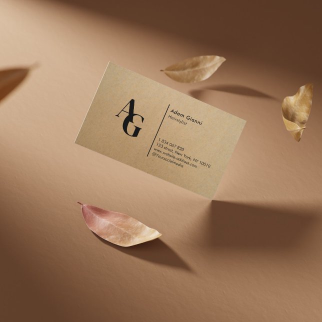 Friseur Monogramm Kraft  Visitenkarte (Von Creator hochgeladen)
