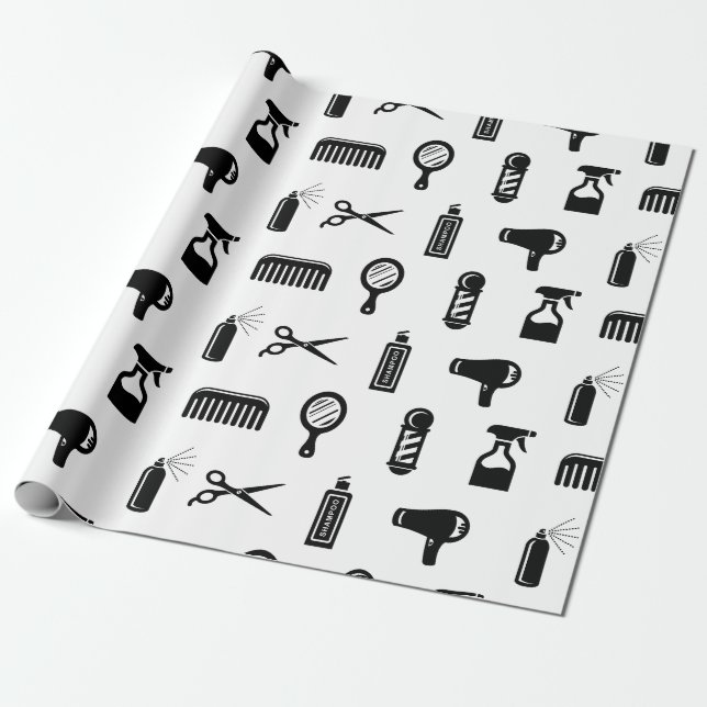 Friseur-Muster CUSTOM FARBE Geschenkpapier (Ungerollt)