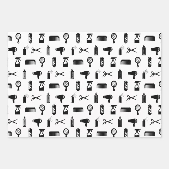 Friseur-Muster CUSTOM FARBE Geschenkpapier Set (Vorderseite)