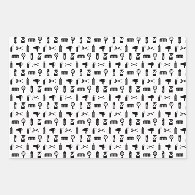 Friseur-Muster CUSTOM FARBE Geschenkpapier Set (Vorderseite)