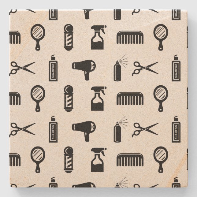 Friseur-Muster CUSTOM FARBE Steinuntersetzer (Vorderseite)
