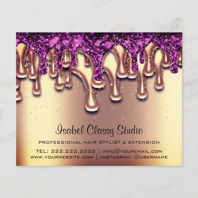 Friseur Nail Stylist Gold Confetti Tropfen Flyer (Vorne)