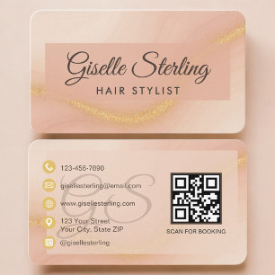 Friseur Neutral Beige QR Code Visitenkarte