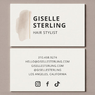 Friseur Neutral Beige Wasserfarbe Minimalistisch Visitenkarte