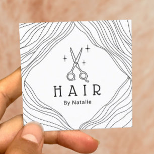 Friseur Niedliche Hand Drawn Schere Schönheitssalo Quadratische Visitenkarte