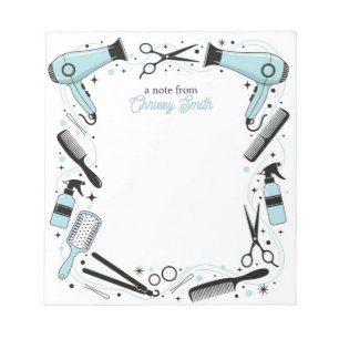 Friseur Personalized Blue Stars & Sparkles Notizblock