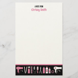 Friseur Persönlicher Rosa & Schwarzer Hairstylist Briefpapier