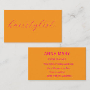 Friseur Pink Orange Schrift Farbige Haar-Spa Visitenkarte