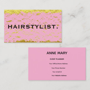 Friseur Pink Roségold Schwarz Abstrakte Rustikale Visitenkarte