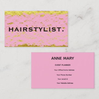 Friseur Pink Roségold Schwarz Abstrakte Rustikale Visitenkarte