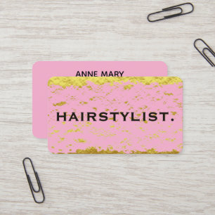 Friseur Pink Roségold Schwarz Rustikal Abstrakt Visitenkarte