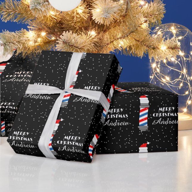 Friseur-Pol personalisiert Weihnachten Geschenkpapier (Feiertage)