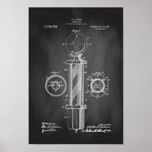 Friseur-Pole-Illustrations-Patent-Druck-Plakat Poster