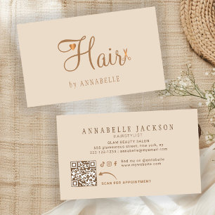 Friseur QR-Code modern beige neutral Visitenkarte