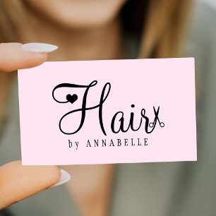 Friseur QR-Code moderne Schrift rosa schwarz Visitenkarte