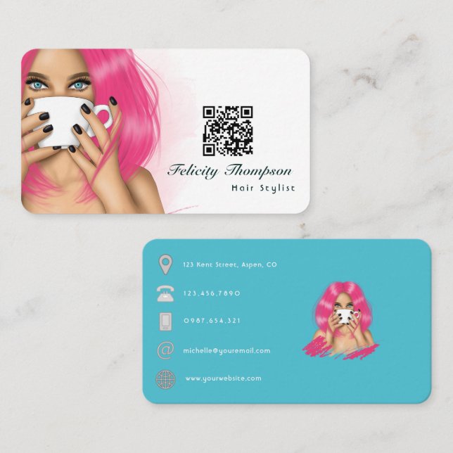 Friseur-QR-Code Visitenkarte (Vorne/Hinten)