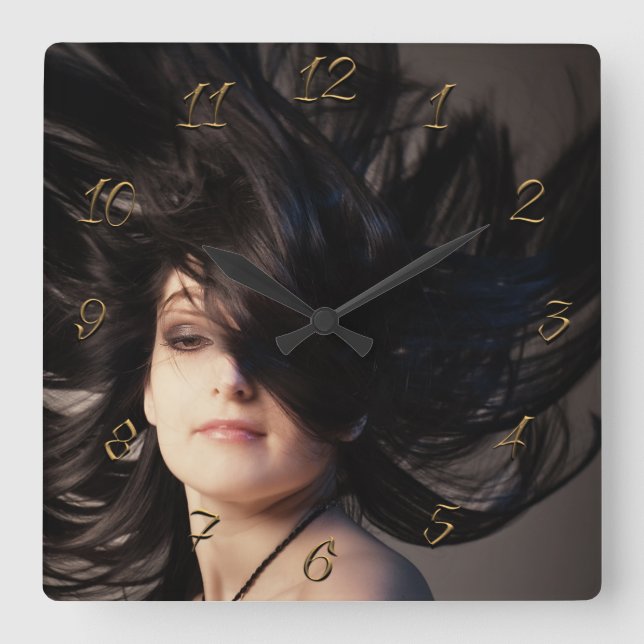 Friseur Quadratische Wanduhr (Vorderseite)