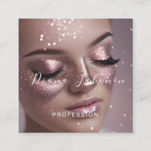 Friseur Rose DripGlitter Friseurin Schere Quadratische Visitenkarte