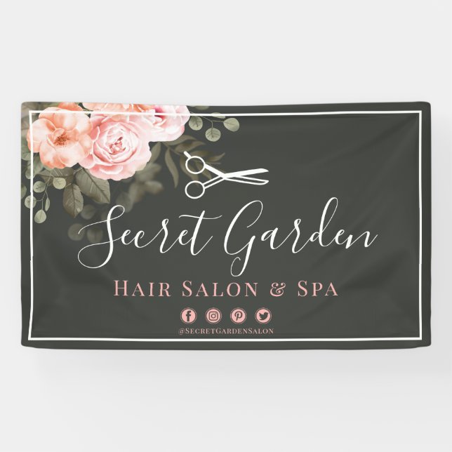 Friseur Salon Beauty Stylist Elegante Rose Locarno Banner (Horizontal)