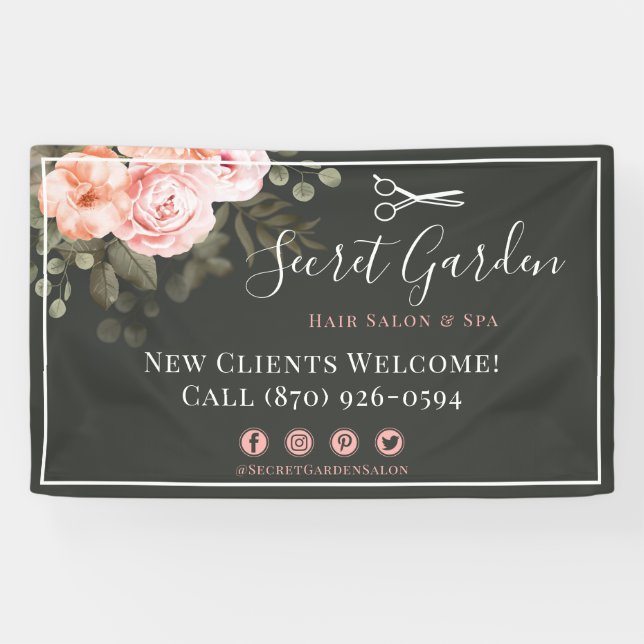 Friseur Salon Beauty Stylist Elegante Rose Piazza  Banner (Horizontal)