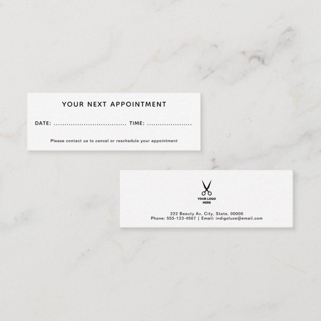 Friseur-Salon Fügen Sie Ihre Logo-Ernennung hinzu Mini Visitenkarte (Vorne/Hinten)