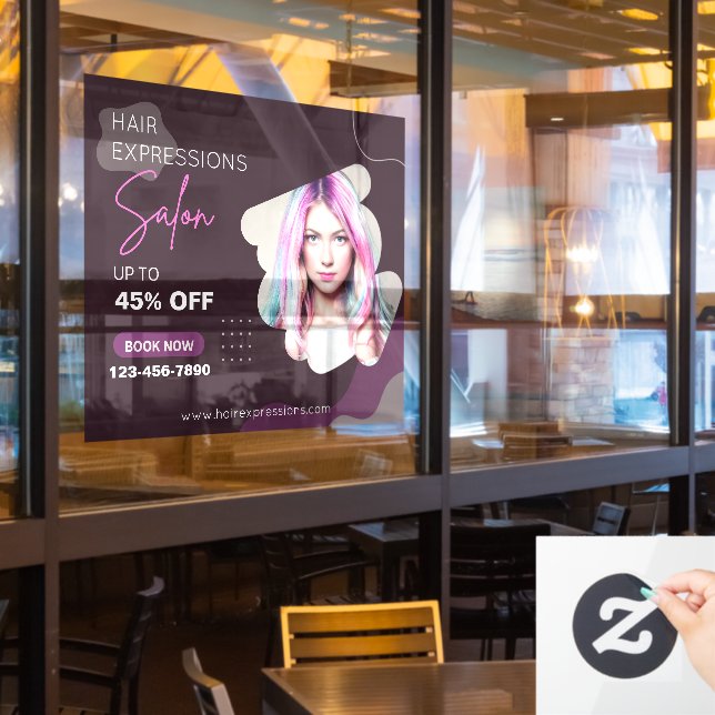 Friseur-Salon für individuelle Haarfärbung Highlig Fensteraufkleber (Restaurantfenster)