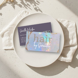 Friseur-Salon Iridescent Holografisches Gold QR Visitenkarte