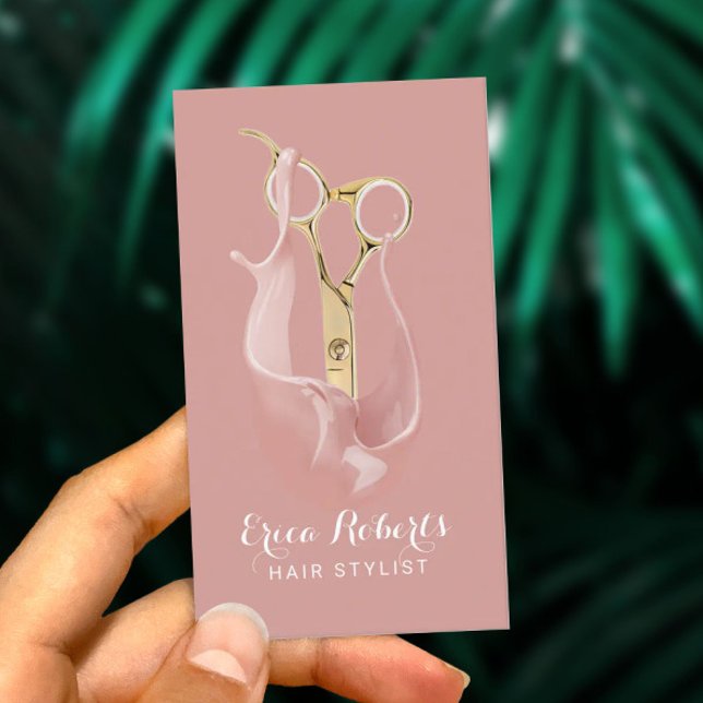Friseur Salon Moderne Rose Gold Pasta Haare Treppe Visitenkarte (Von Creator hochgeladen)