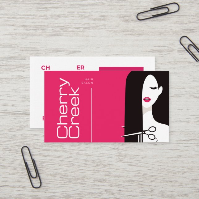 Friseur Salon Moderner Pink Black Beauty Salon Visitenkarte (Vorderseite/Rückseite Beispiel)