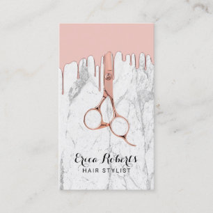 Friseur-Salon-Rose Gold-Driving White Marble Visitenkarte