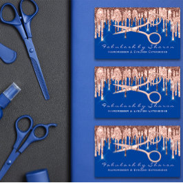 Friseur Salon Stylist Friseur Schere Rose Blau Visitenkarte