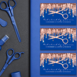 Friseur Salon Stylist Friseur Schere Rose Blau Visitenkarte