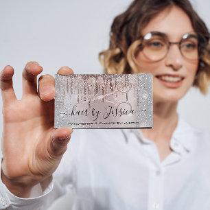Friseur Salon Stylist Friseur Schere Rose Grau Visitenkarte