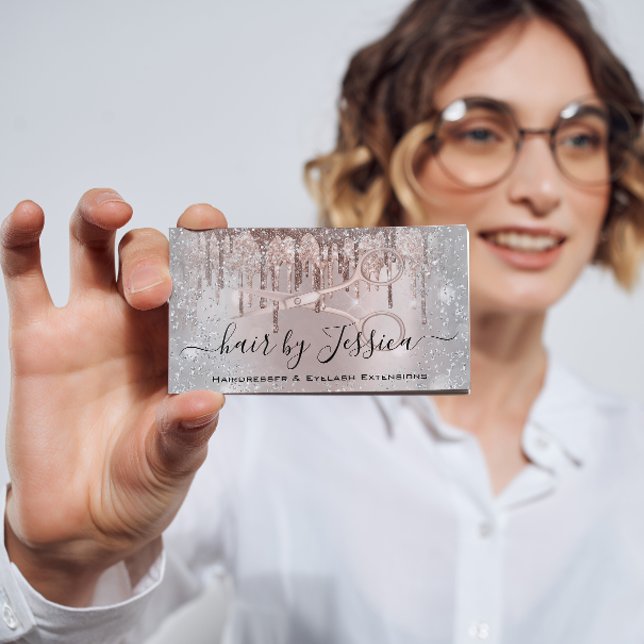 Friseur Salon Stylist Friseur Schere Rose Grau Visitenkarte (Von Creator hochgeladen)