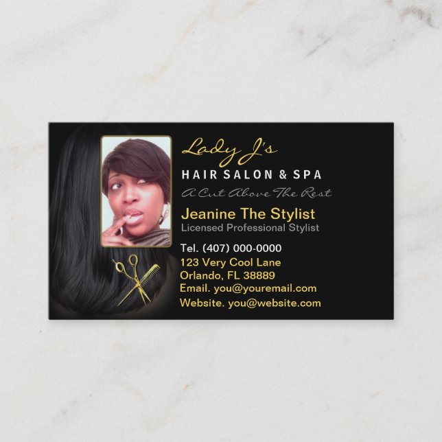 Friseur-Salon Stylist Termin Business Foto Karte (Vorderseite)