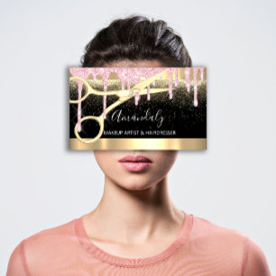 Friseur Schere Coiffeur Confetti Pink Gold Visitenkarte