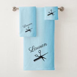 Friseur Schönheitspfleger Design Blau Badhandtuch Set