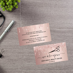 Friseur Schönheitssalon Rose Gold Tropfen Visitenkarte