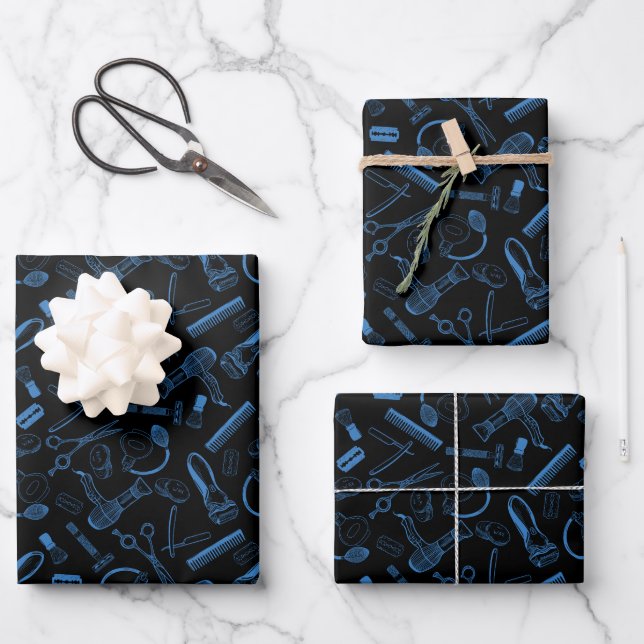 Friseur-Shop Haarschnitt-Haarstiftwerkzeug-Geschen Geschenkpapier Set (Vorderseite)