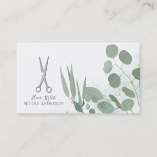 Friseur Silber Schere Eukalyptus Gold Visitenkarte