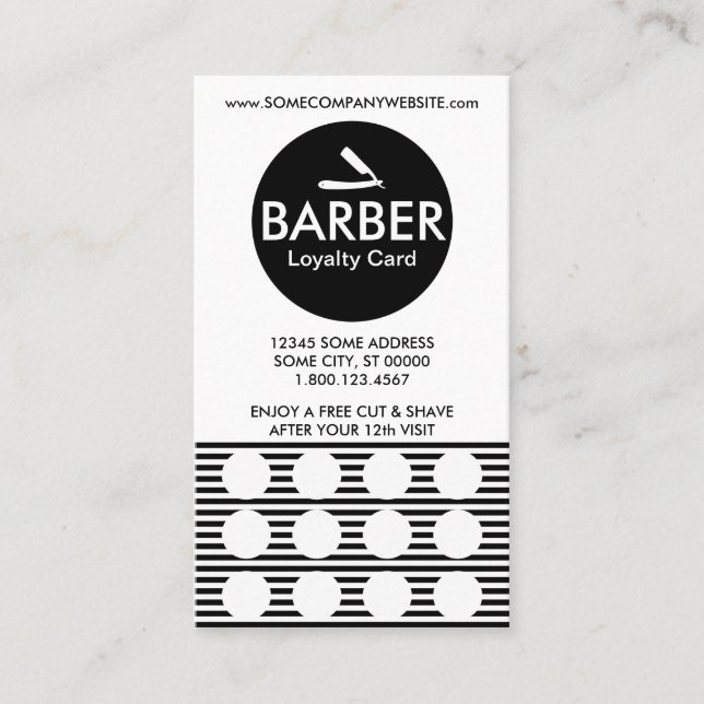 FRISEUR-Streifen-Briefmarkenkarte Treuekarte (Vorderseite)