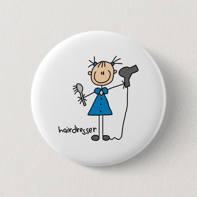 Friseur-Strichmännchen Button (Vorderseite)