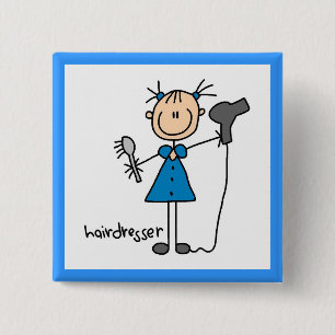 Friseur-Strichmännchen Button